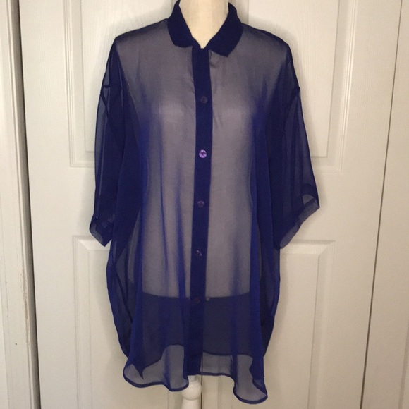 Esprit Other - Esprit Sheer Blouse / Cover-Up Blue Size M